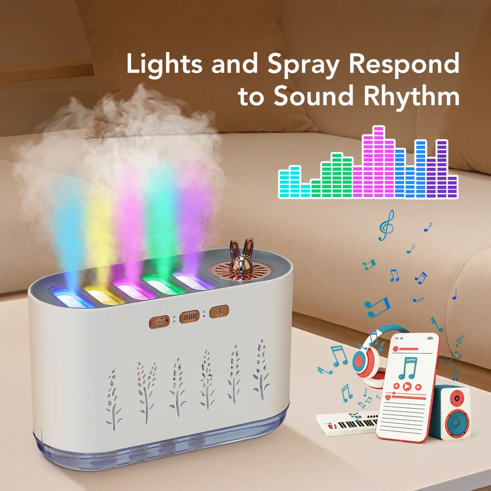 Humidificateur 700ml LED Audio - 5 Buses | Diffuseur Arôme USB + Minuterie | Chambre & Voiture – Image 2
