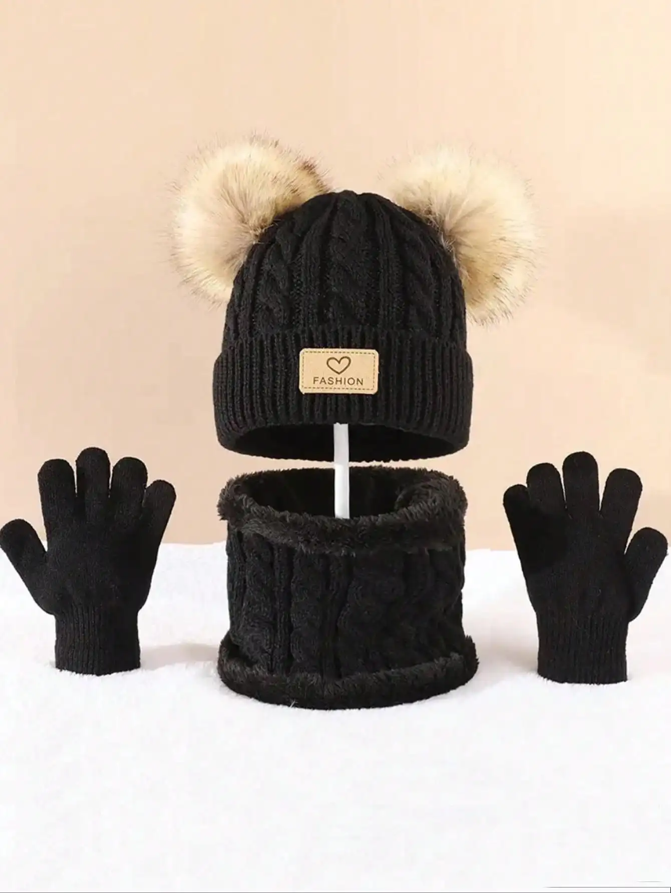 Ensemble Tricot Enfant Hiver - Chapeau + Écharpe + Gants | 7-13 ans | Noël – Image 8