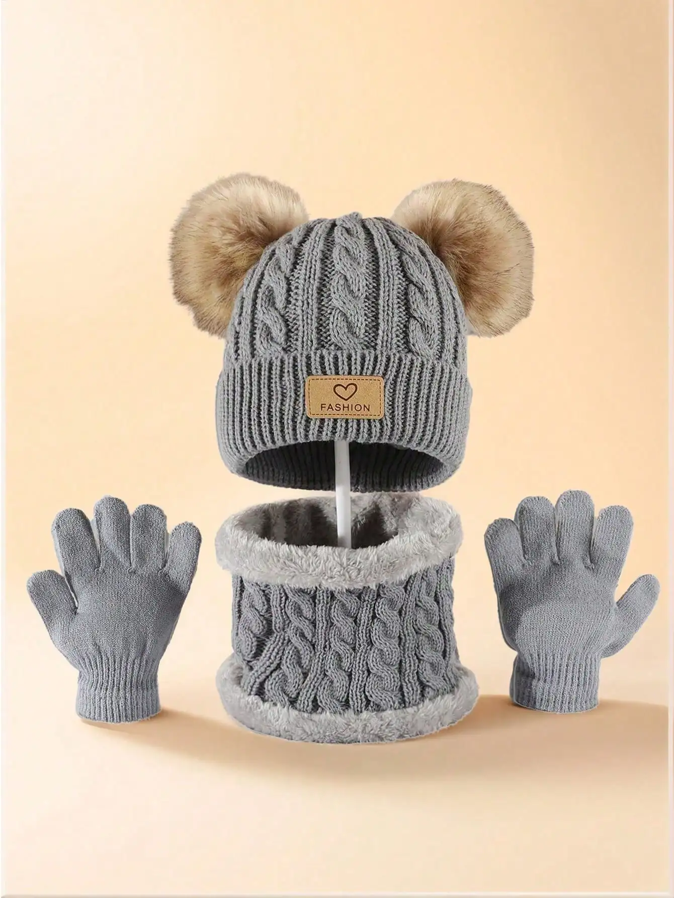 Ensemble Tricot Enfant Hiver - Chapeau + Écharpe + Gants | 7-13 ans | Noël – Image 9