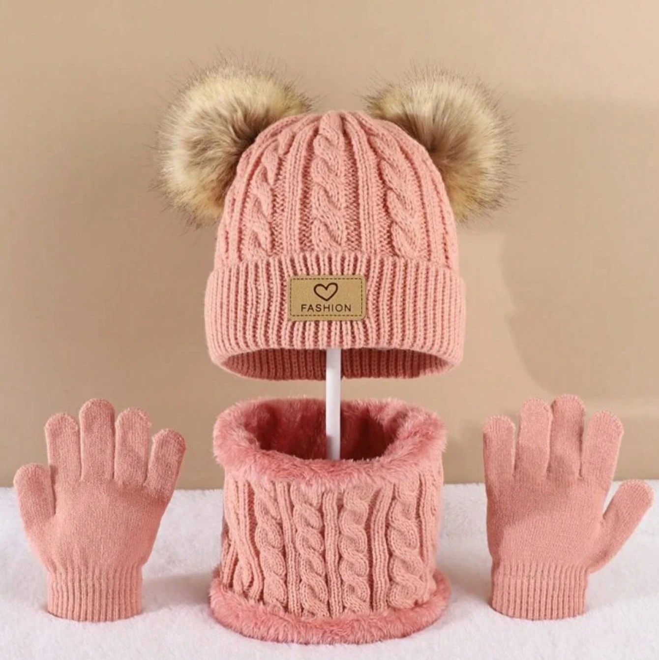 Ensemble Tricot Enfant Hiver - Chapeau + Écharpe + Gants | 7-13 ans | Noël