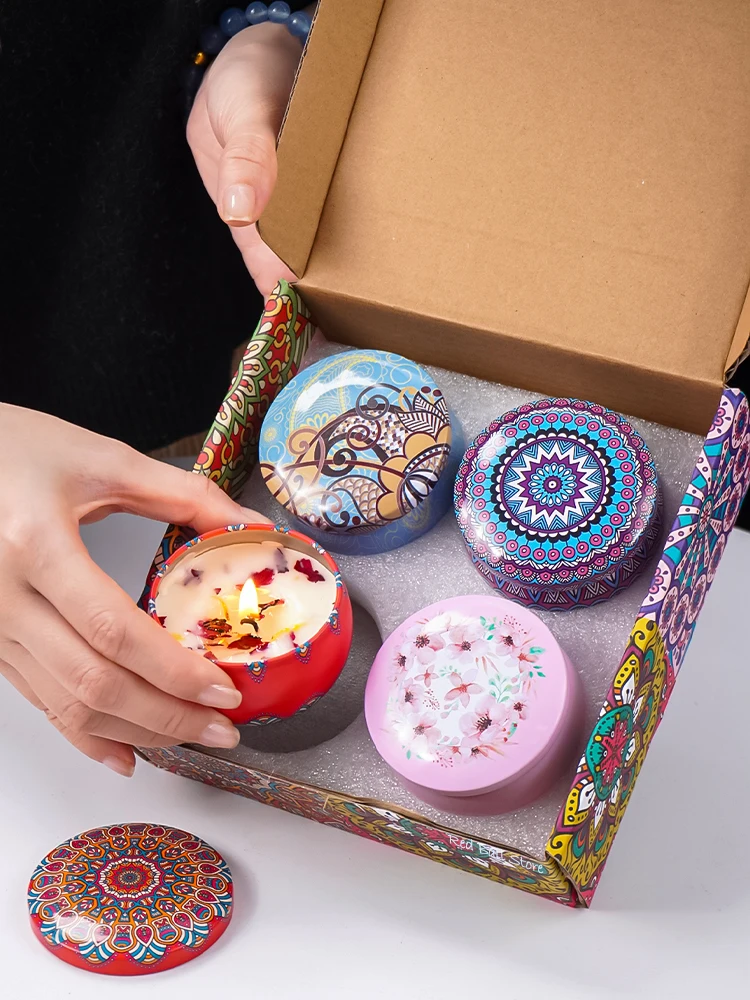 Lot 4 Bougies Parfumées Soja - Fleurs Séchées & Cristaux | Décoration Romantique Noël – Image 8